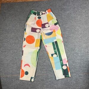 Ellie Malin x Gorman Pants Sz 6 Geometric Abstract Cotton Canvas Art to Wear